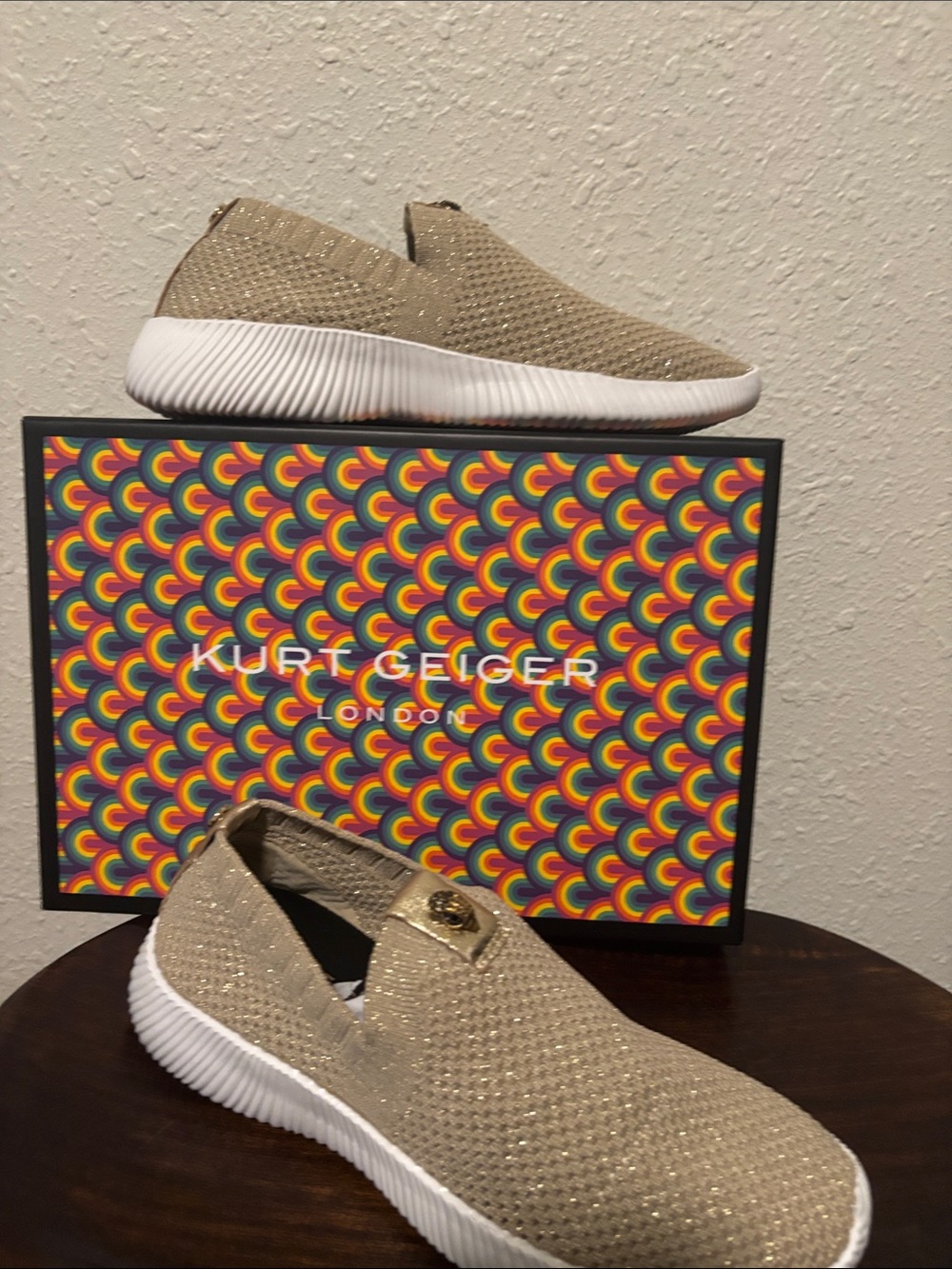Kurt Geiger Metallic Champagne Slip-On Sneakers